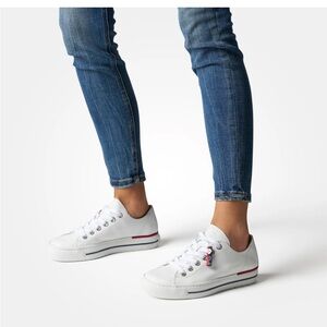 Paul Green Carly Super Soft White Leather Lace-Up Sneakers Logo Size 6